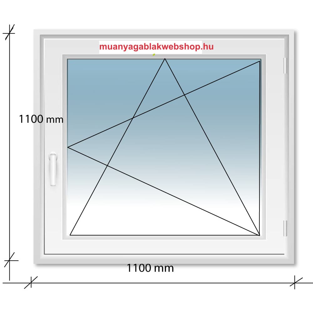 110×110 Bukó-Nyíló műanyag ablak 2 rétegű üvegezéssel termékfotó