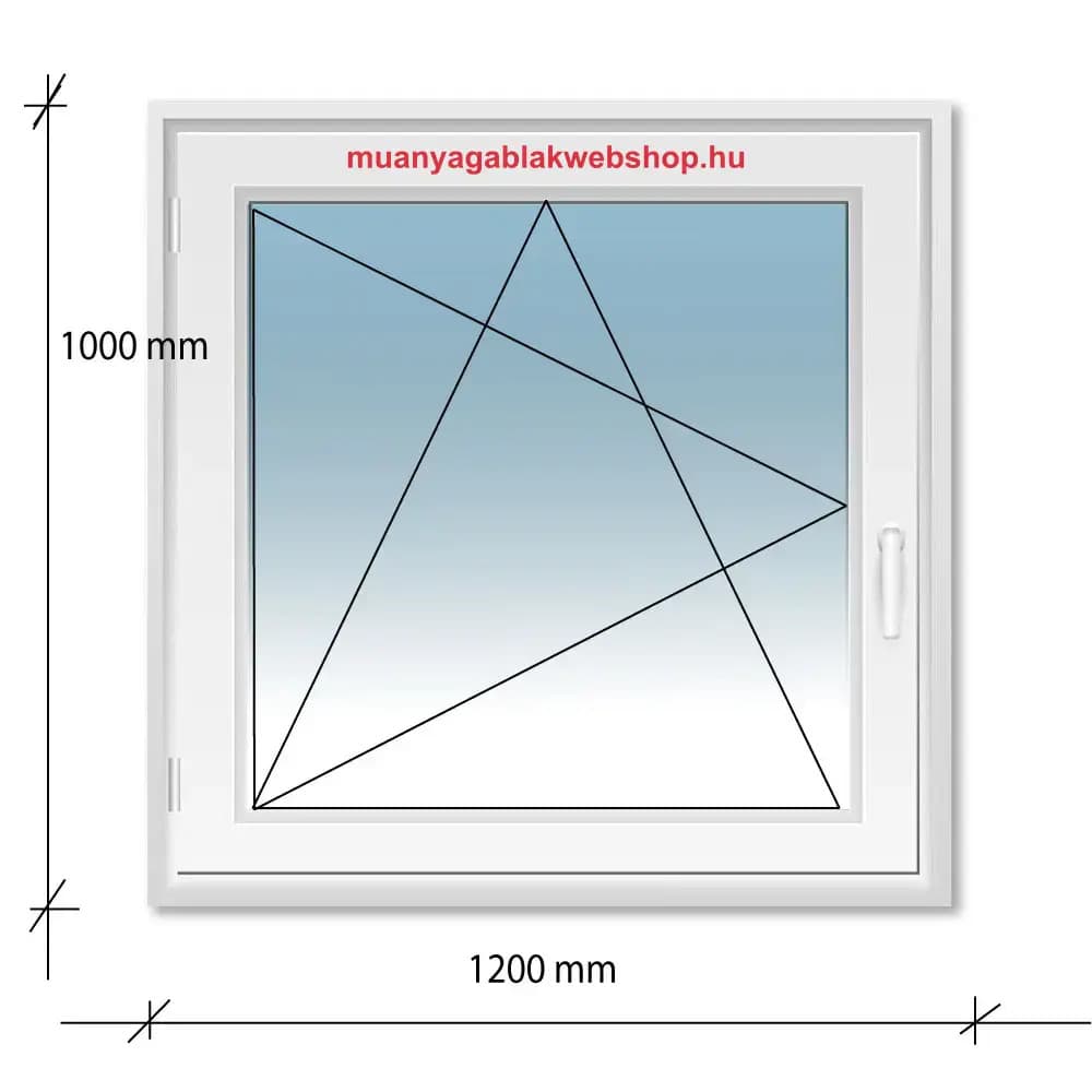 120×100 Bukó-Nyíló műanyag ablak 2 rétegű üvegezéssel termékfotó