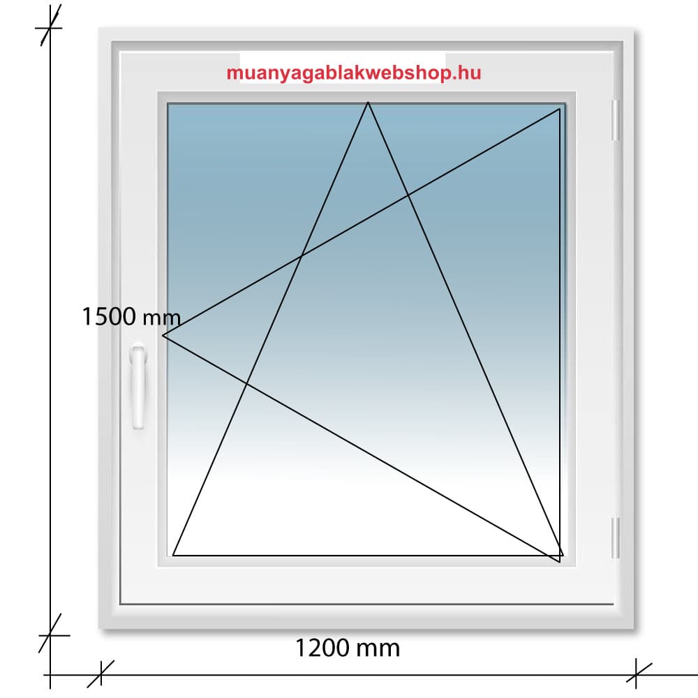 120×150 Bukó-Nyíló műanyag ablak 2 rétegű üvegezéssel termékfotó