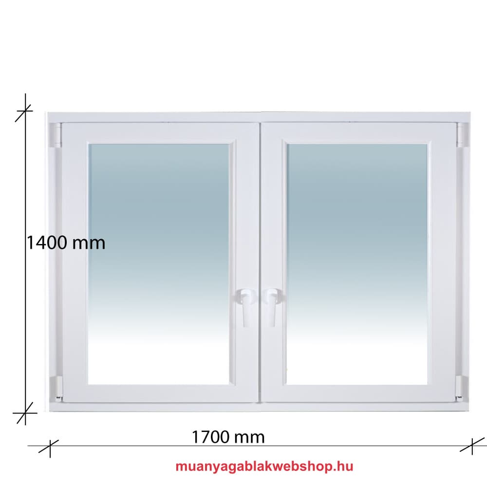 170×140 Kétszárnyas Tokosztott Bukó – Nyíló műanyag ablak 2 rétegű üvegezéssel termékfotó