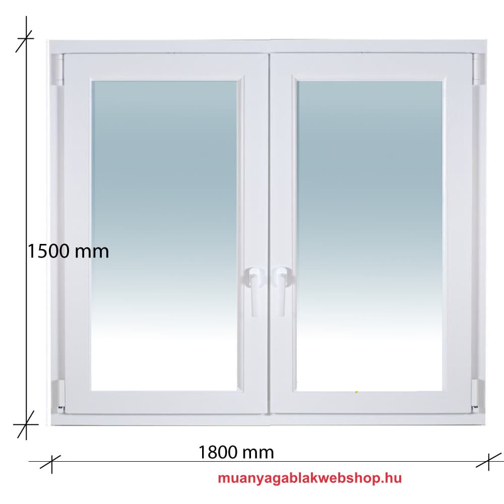 180×150 Kétszárnyas Tokosztott Bukó – Nyíló műanyag ablak 2 rétegű üvegezéssel termékfotó