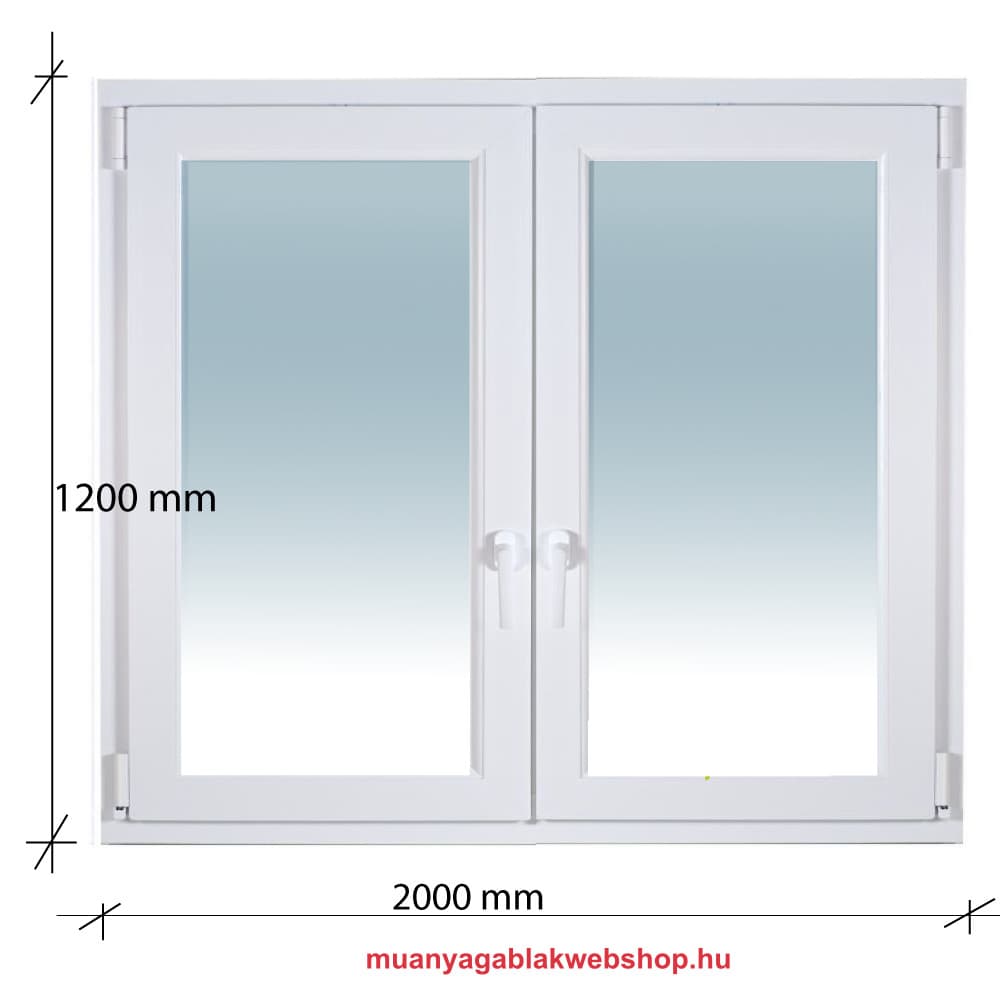 200×120 Kétszárnyas Tokosztott Bukó – Nyíló műanyag ablak 2 rétegű üvegezéssel termékfotó