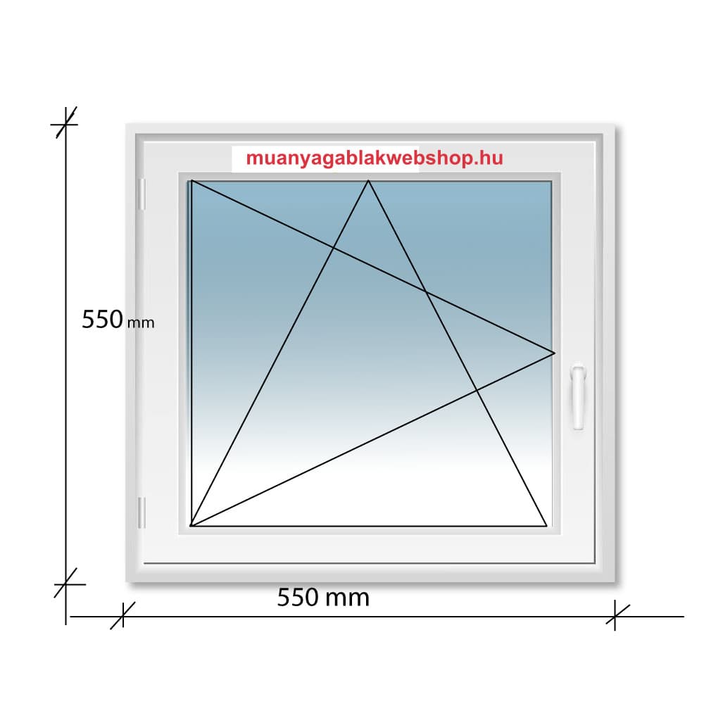 55×55 Bukó-Nyíló műanyag ablak 2 rétegű üvegezéssel termékfotó