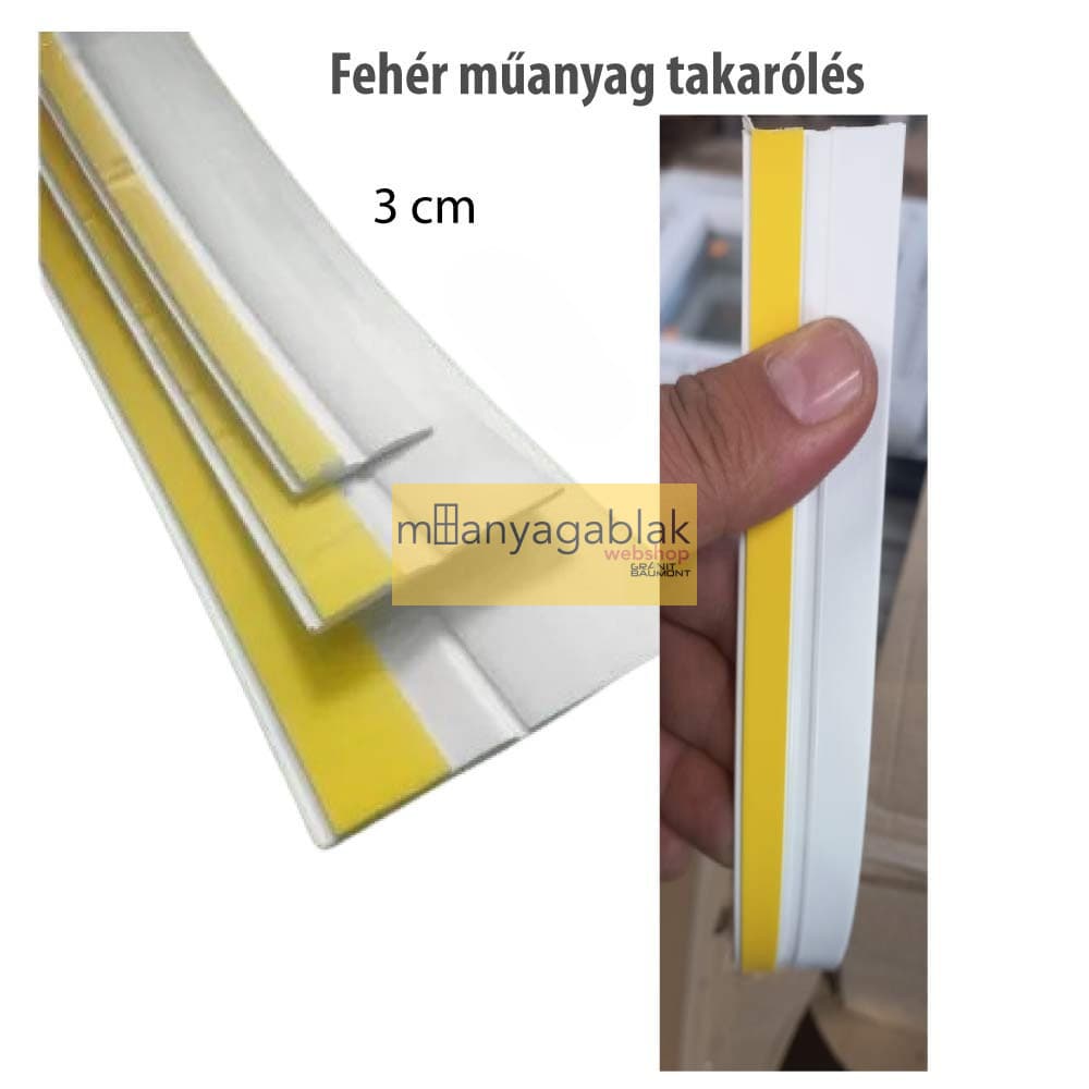 Műanyag Öntapadós Takaróléc Fehér Műanyag Univerzális 3 cm széles termékfotó